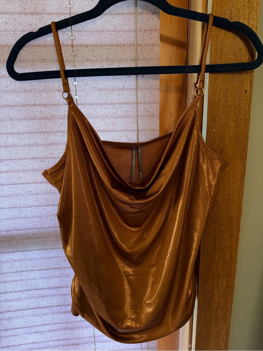 Anthropologie Metallic Bronze Draped Cowl Neck Camisole